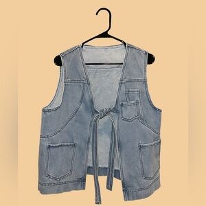 Light Blue Denim Vest with Pockets
